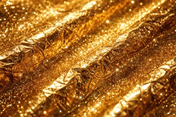Obraz premium gold foil leaf wrapping paper texture embellished with sparkling glitter for celebrations