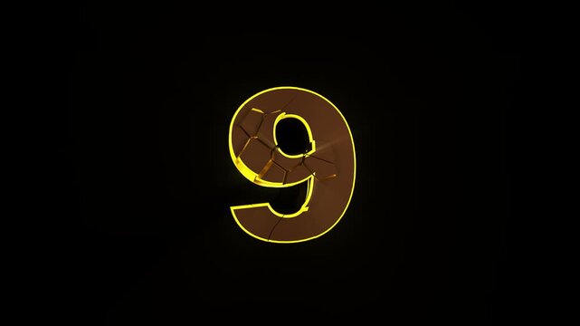 Number 9 Explosive Number OVERLAY Transition Animation on Alpha Channel, Loop
