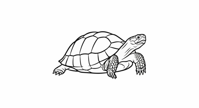 Line art drawing of a tortoise with a segmented shell