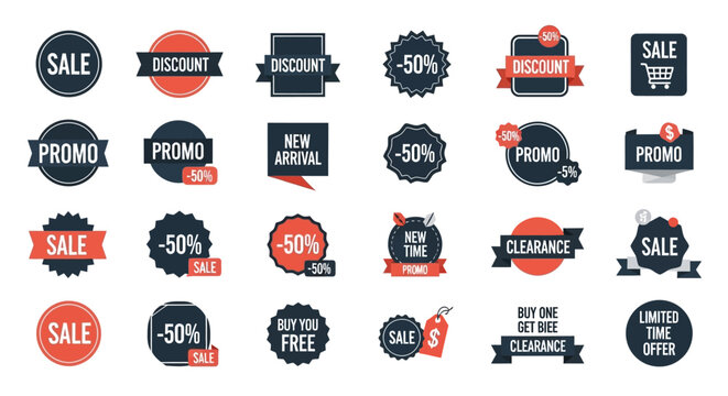 Set of Sale Discount Promotion Badges and Stickers for Retail and E-commerce