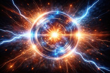 Fototapeta premium Lens orb radiating pulsating light and energetic electric impulses