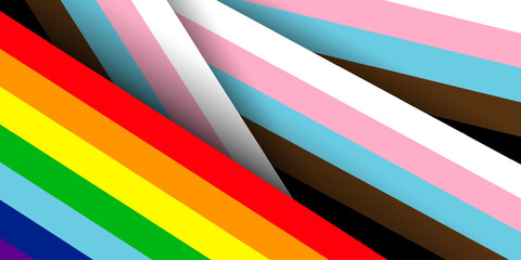 Fototapeta premium Abstract progress pride flag background. Vibrant overlapping rainbow stripes for LGBTQ+ community events, diversity campaigns and Inclusive design. Vector illustration