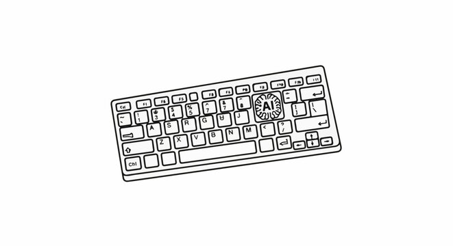 A keyboard with a circular emblem labeled "AI" on the key