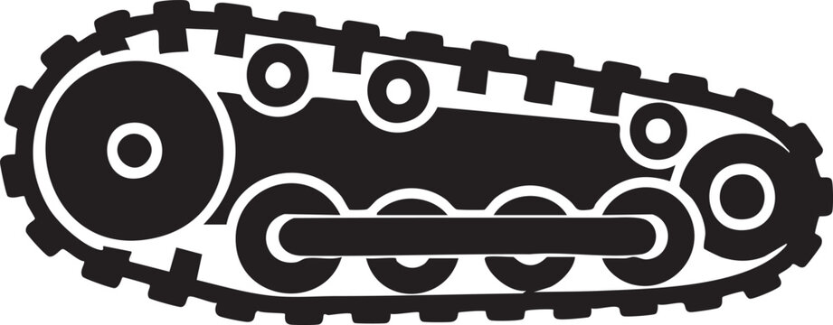 Tank caterpillar track silhouette icon for heavy machinery
