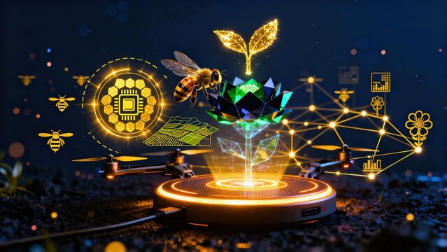 Precision agriculture with drone bee plant growth technology circuit board agriculture technology precision