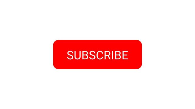 Bright red button with white "SUBSCRIBE" text. Clean design, bold, eye-catching. Ideal for digital platforms or marketing. Simple, modern, high-contrast. Perfect for websites or social media