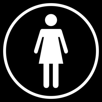 Frauen Icon im Kreis - Button weiss auf schwarz
