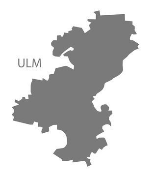 Ulm city map with boroughs grey illustration silhouette shape