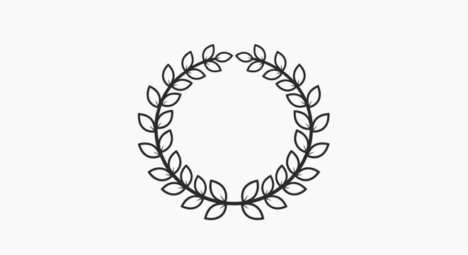 Laurel wreath illustration emblem of achievement and recognition on white