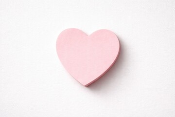 Fototapeta premium heart shaped sticky note placed on minimal white texture background with copy space