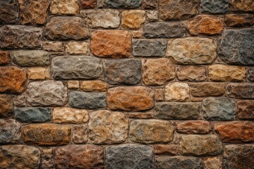 Fototapeta premium Background featuring rustic textured stone wall with multiple shapes and rich color variations for design use