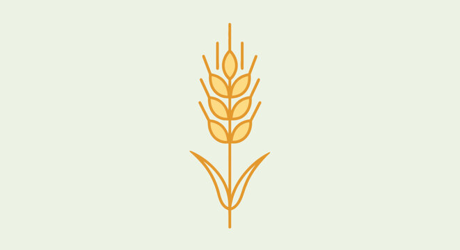 Stylized illustration of a golden wheat spike against a simple background