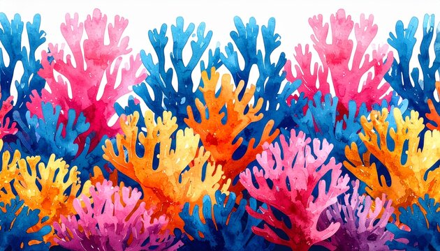 vibrant seamless coral reef pattern with tropical underwater colors and marine life design