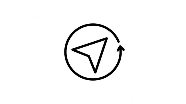 Refresh navigation arrow symbol rotating; great for presentations, websites, branding, icons, animations, illustrating movement, progress, process, or technology concepts.
