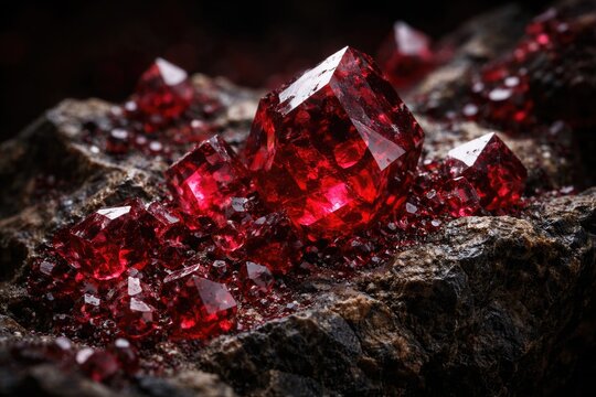Genuine red spinel crystal clusters with deep hue perfect for collectors