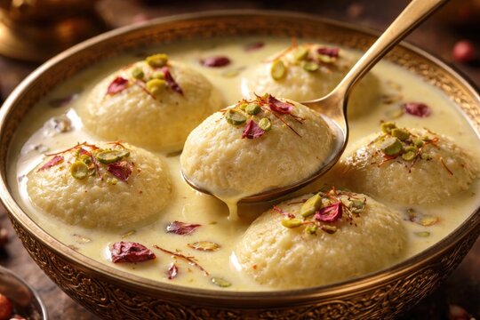 Flavoured Milk Ras Malai Dumplings with Soft Cheese Texture