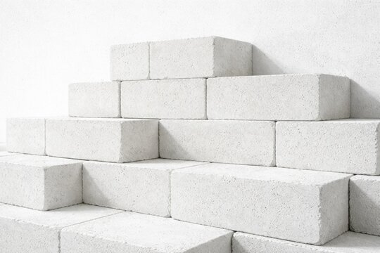 High key texture backdrop displaying stacked aerated concrete blocks with grainy detail and copy space