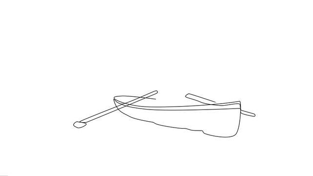 Man rowing boat in water continuous line animation.