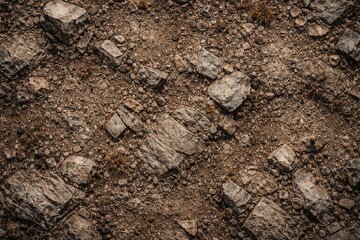 Fototapeta premium Birdseye view of a rocky ground with natural grunge texture