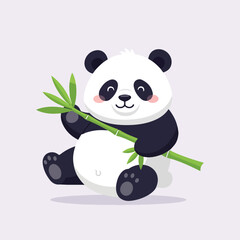 Fototapeta premium A playful flat vector design of a chubby panda in a child-friendly style, minimal details, no outlines, with a white background.