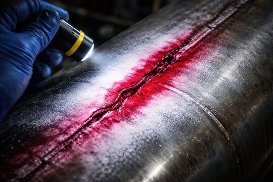 Evaluation of longitudinal fissures in heat affected areas by liquid penetrant nondestructive examination
