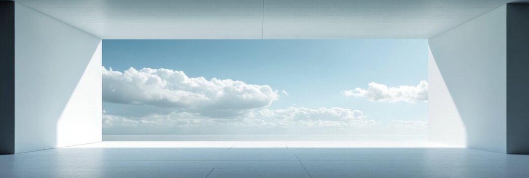 Cinematic wide landscape showing clouds and open space in minimal design at high resolution
