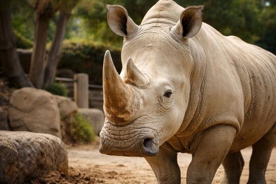 Close up image showcasing ivory shade animal at zoo