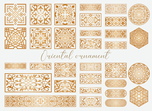 Oriental vector patterns set. Arabic decorative panels