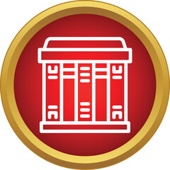Naklejka premium Conceptual icon showing a classic architectural structure on a red button