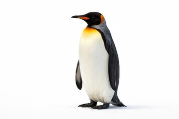 Obraz premium Lonely King Penguin displayed on a stark white backdrop