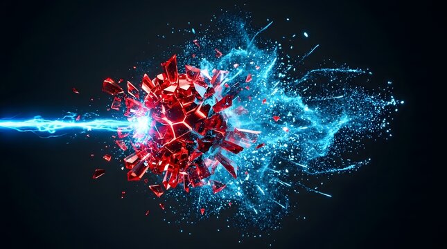 Cyber Attack Destruction with Exploding Red Crystal Virus and Energy Beam