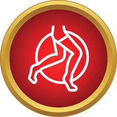 Obraz premium Running legs outline on a red background with a gold border representing physical activity