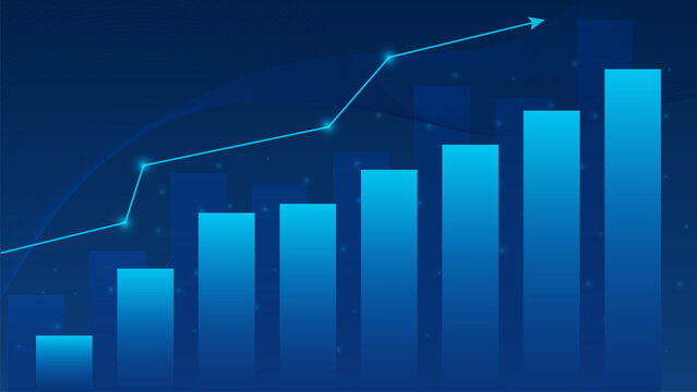 modern design of Upward arrow growing column charts rising