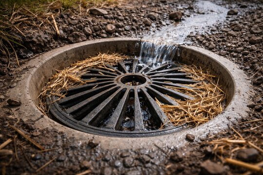 Catch basin system utilizing a vaned grate to prevent straw and sediment clogging