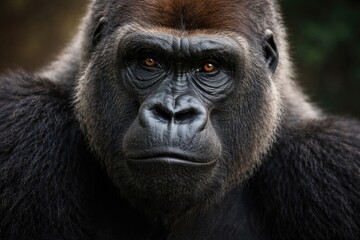 Fototapeta premium Close up detailed portrait of a Western Lowland Gorilla with expressive eyes