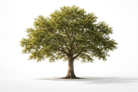 Elegant lone Platanus tree displayed on a pure white background with copy space