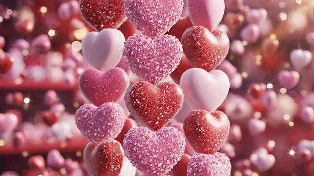 Romantic Heart Shapes Stacked in a Beautiful Display.