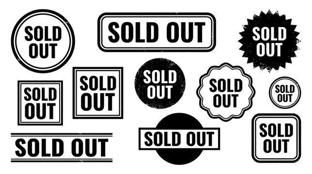 Sold out stamp set black rubber seal grunge texture distressed