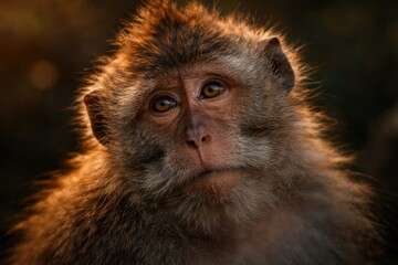 Obraz premium Intimate depiction of a hairy headed monkey expressing sentiments