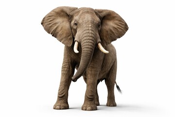 Fototapeta premium lively elephant standing tall with a white studio backdrop