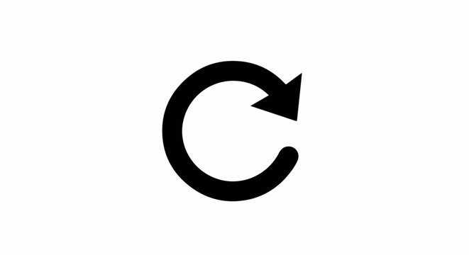 A black circular arrow icon on a white background