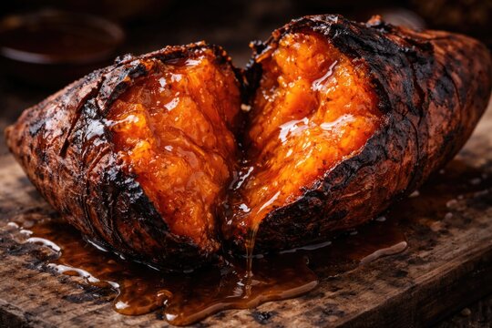Charred red yam with a delightful sweet glaze