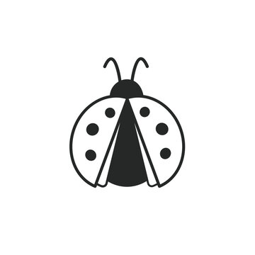 Cute ladybug with open wings outline
