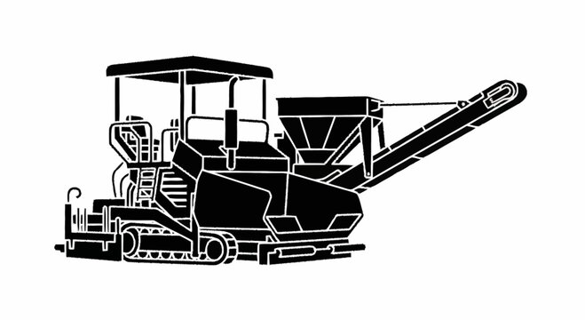 Asphalt Paver Machine Side View.