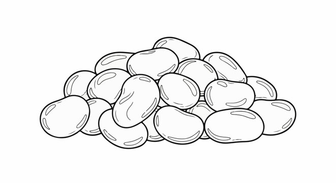 A heap of bean-shaped candies depicted in a simple line drawing