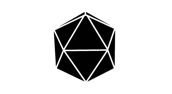 Black and white geometric d20.