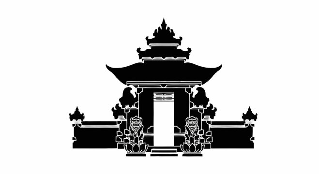 Black and white temple gate.