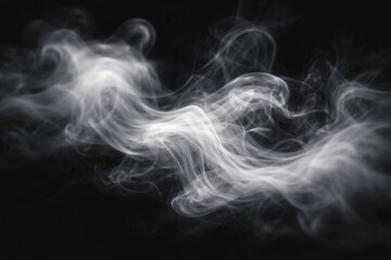 Naklejka premium Blurred white smoke wave swirling naturally on black background for pollution and gas concept illustration