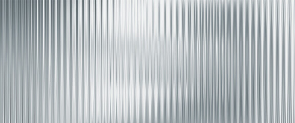 Obraz premium Silver acrylic ribbed glass texture background with fluted plastic panel and soft blurred light reflections. Abstract surface with subtle gradients for modern minimal design.