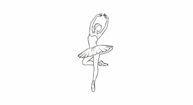 Elegant outline sketch of a ballerina in a graceful dance pose